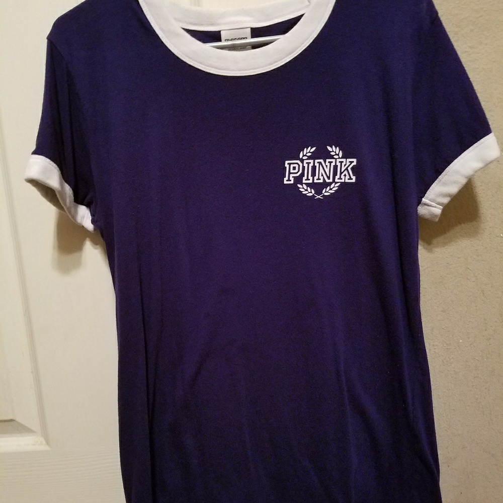 VICTORIA SECRET PINK RAGLAN TEE SZ LG